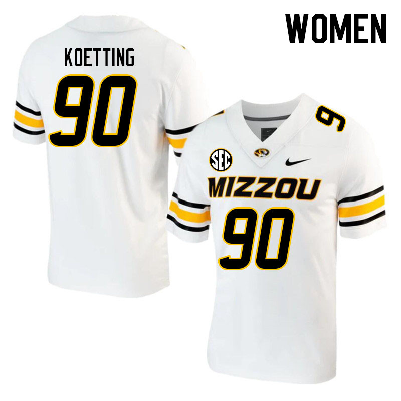 Women #90 Sean Koetting Missouri Tigers College 2023 Football Stitched Jerseys Sale-White